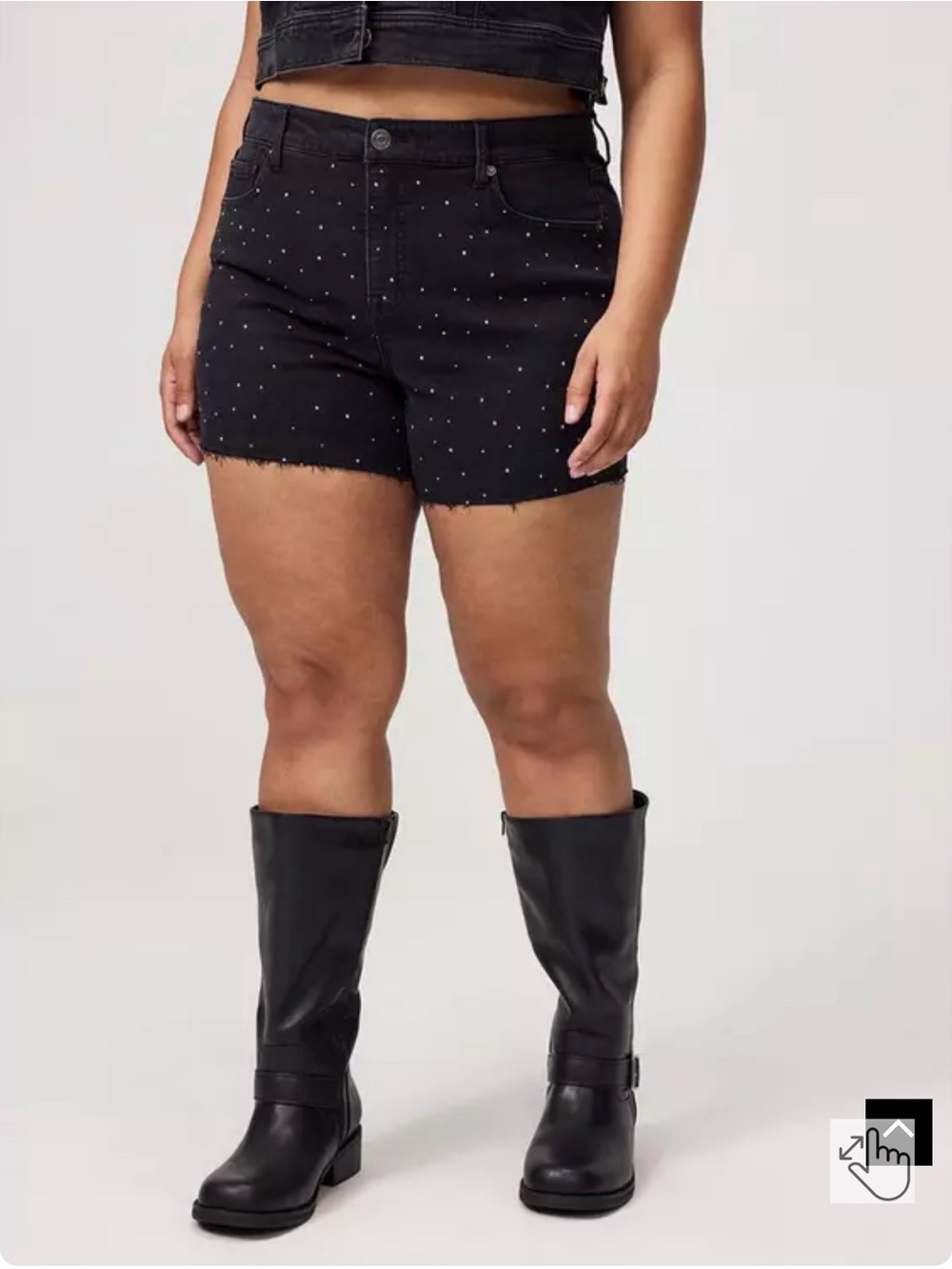 torrid Black Studded High-Rise Denim Shorts